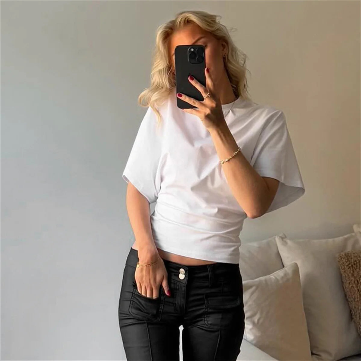 PAVEHAWK Women’s Summer Slim O-Neck Tee – Sweet Casual Waist-Defining Short Top
