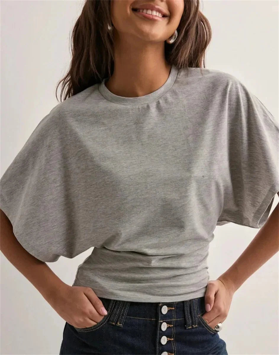 PAVEHAWK Women’s Summer Slim O-Neck Tee – Sweet Casual Waist-Defining Short Top