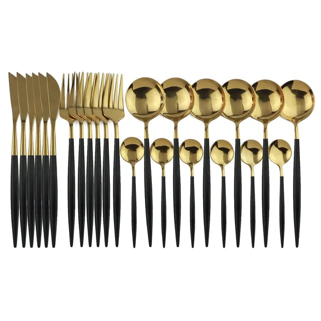 Black Gold 24-Piece Dinnerware Set