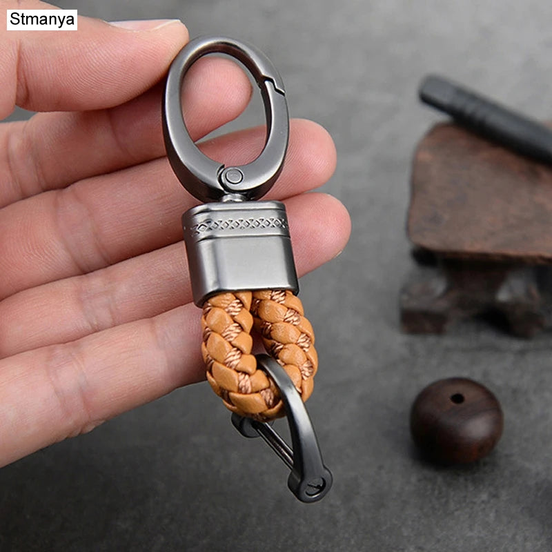 Hand-Woven Leather Keychain