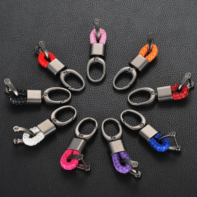 Hand-Woven Leather Keychain