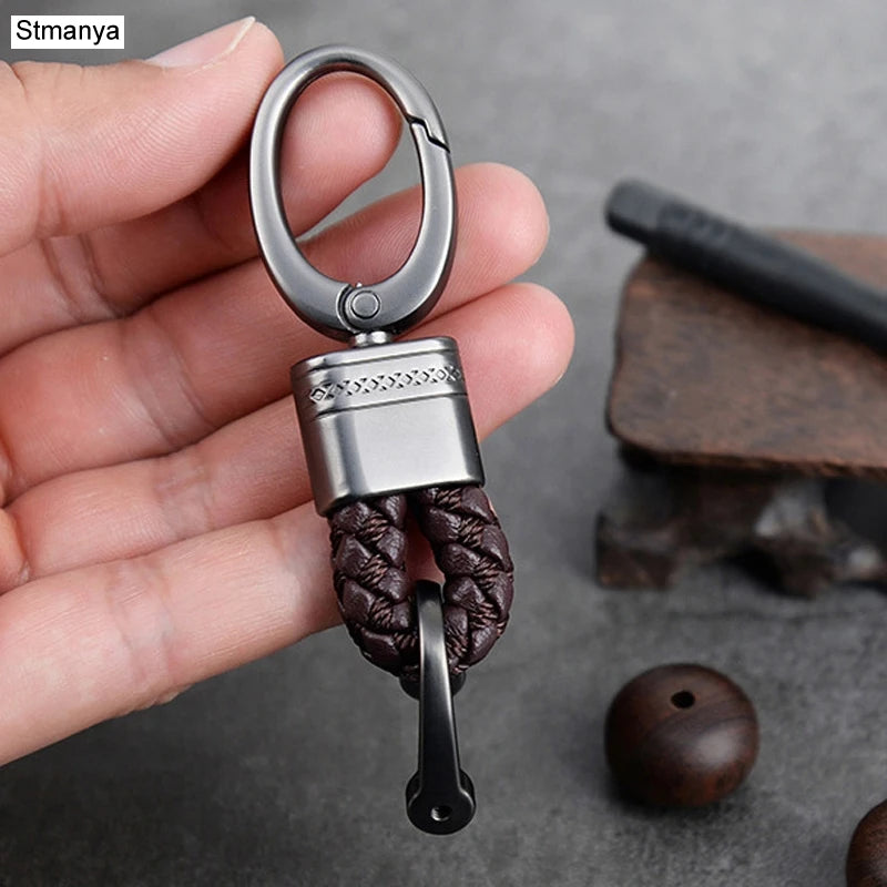 Hand-Woven Leather Keychain