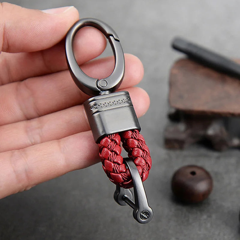 Hand-Woven Leather Keychain