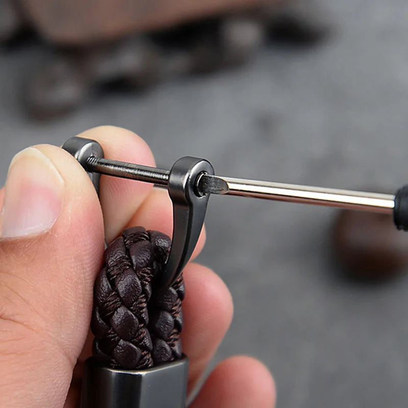 Hand-Woven Leather Keychain