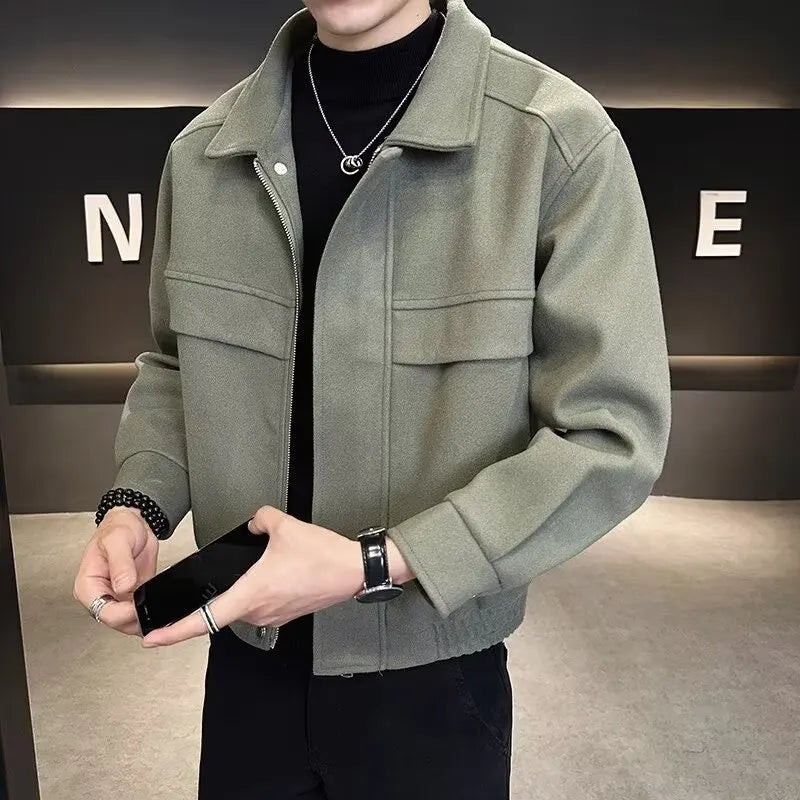 Korean Streetwear Men’s Windbreaker Jacket – Multi-Pocket Urban Hong Kong Style
