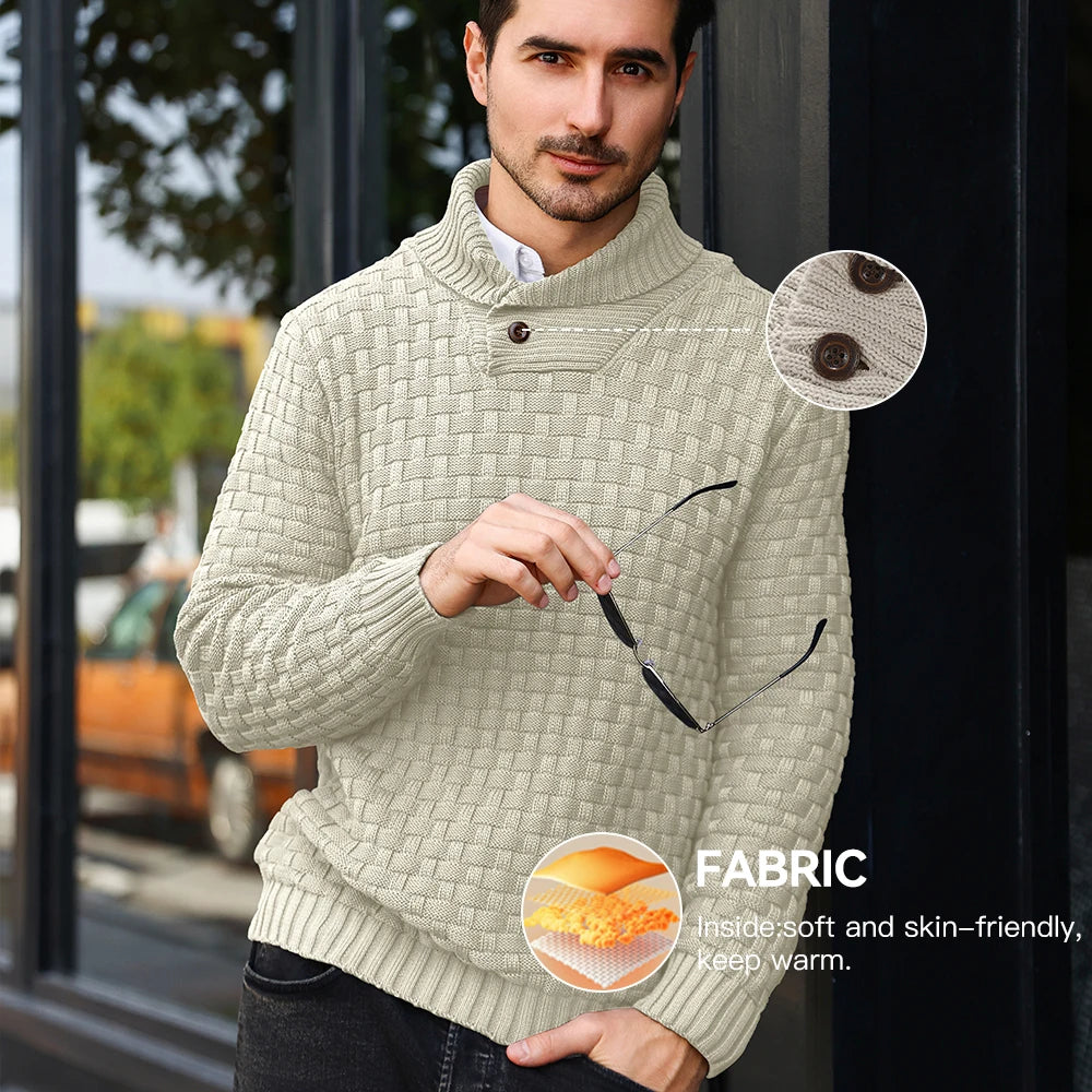 Men’s Winter Knitted Sweater – Soft, Warm & Textured Crew Neck Pullover