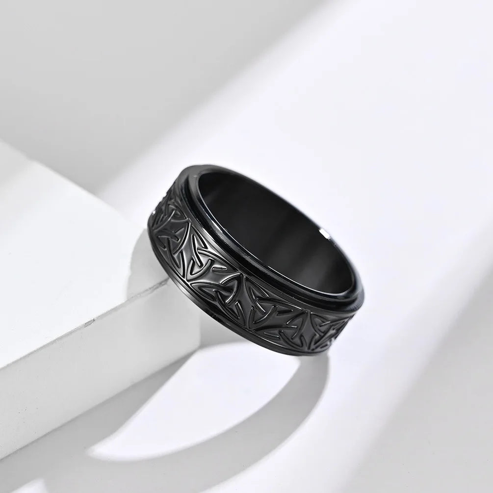 Viking Celtic Knot Rune Spinner Ring for Men