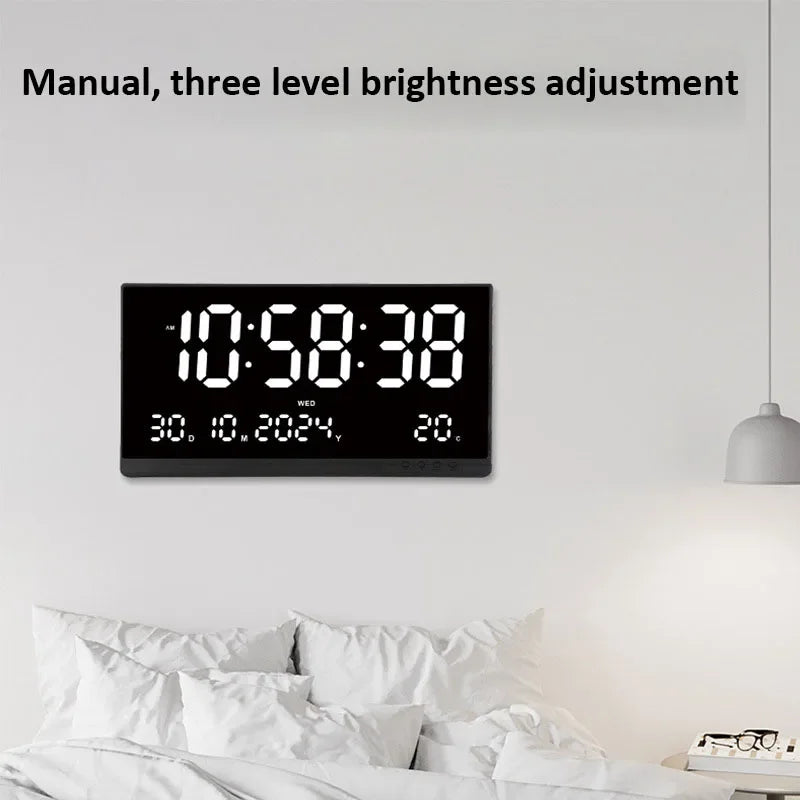Minimalist LED Wall Clock 21” with Date & Temperature Display