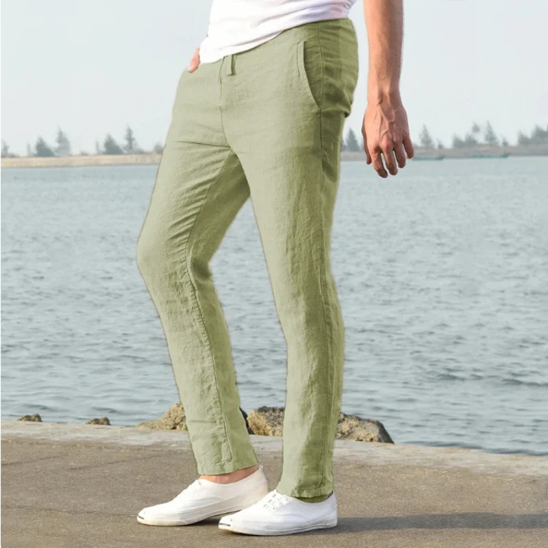 Men’s Cotton Linen Summer Pants – Breathable Loose Casual Trousers