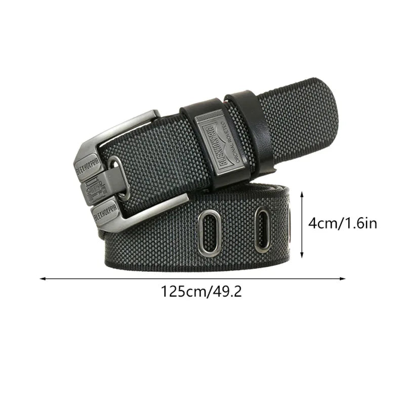 Men’s Retro Canvas Belt with Metal Pin Buckle