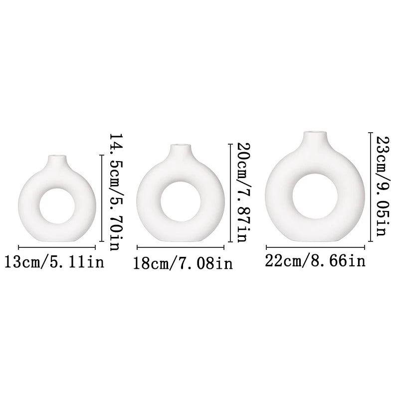 Nordic White Decorative Flower Vase – Minimalist Plastic Design for Modern Floral Arrangements