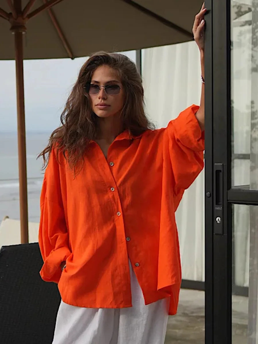 Bornladies 100% Cotton Casual Shirt – Women’s Loose Fit Summer Essential