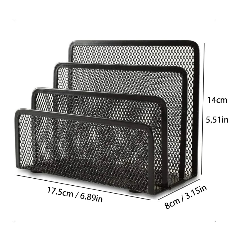 3-Layer Black Metal Desk Organizer