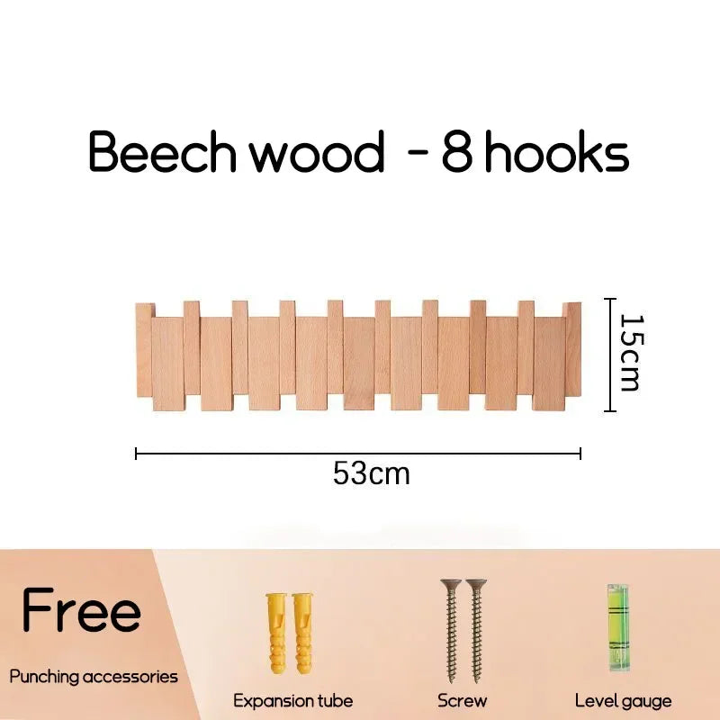 Wall-mounted Solid Wood Coat Rack