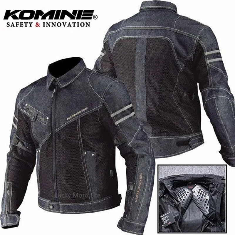KOMINE JK006 Motorcycle Jacket – Breathable Denim Mesh High-Performance Riding Jacket