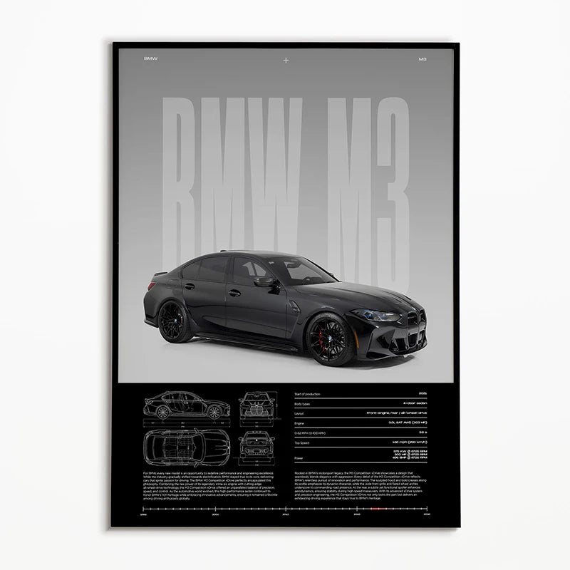 Black & White Classic Cars Poster – Vintage Canvas Wall Art