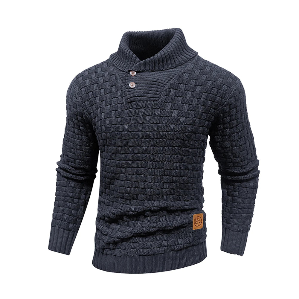Men’s Winter Knitted Sweater – Soft, Warm & Textured Crew Neck Pullover