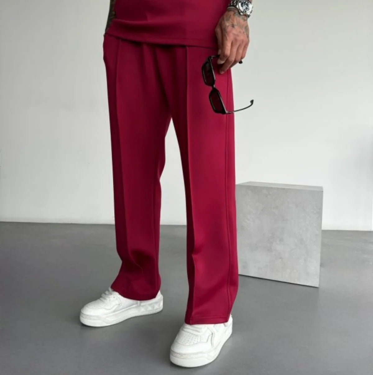 Men’s Casual Drawstring Pants – Elastic Waist, Pleated Design, Everyday Comfort