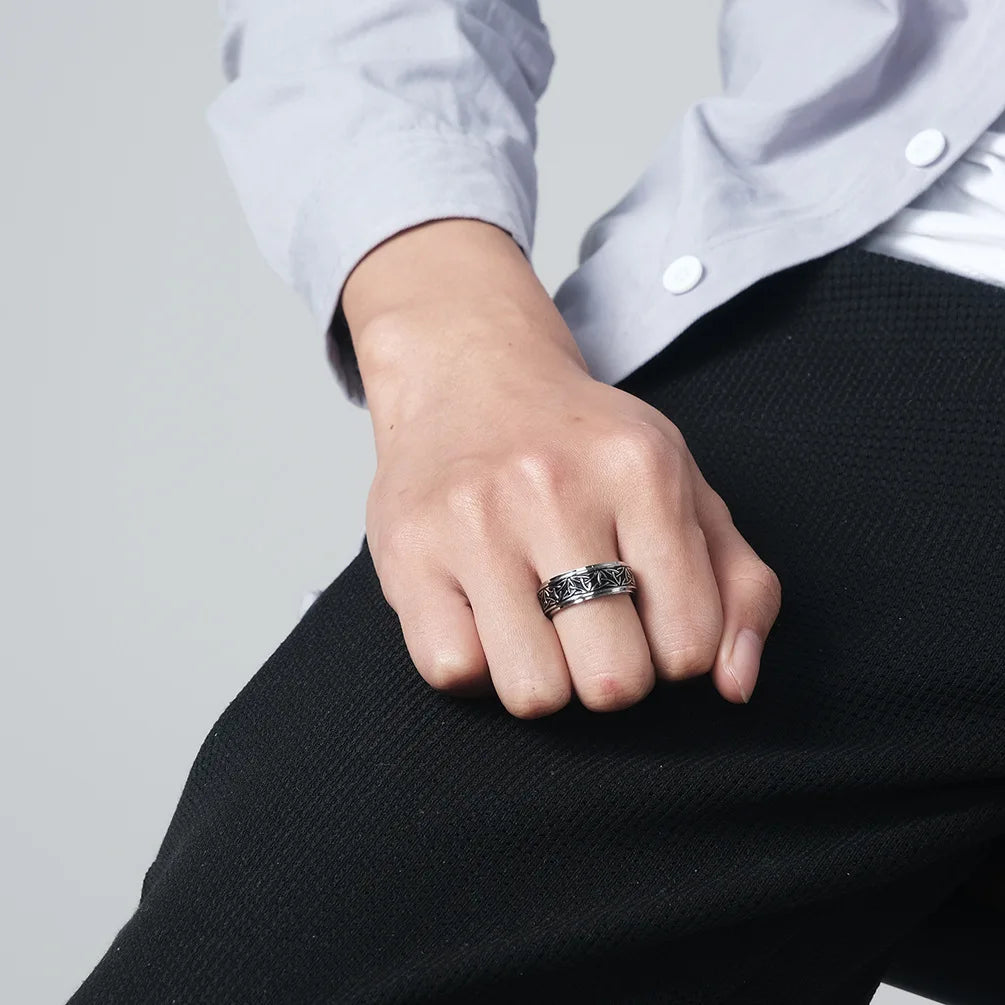 Viking Celtic Knot Rune Spinner Ring for Men
