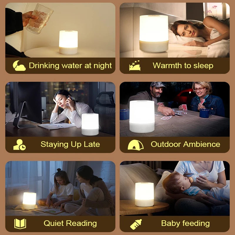 Touch LED Bedside Lamp – Dimmable & Rechargeable Night Light