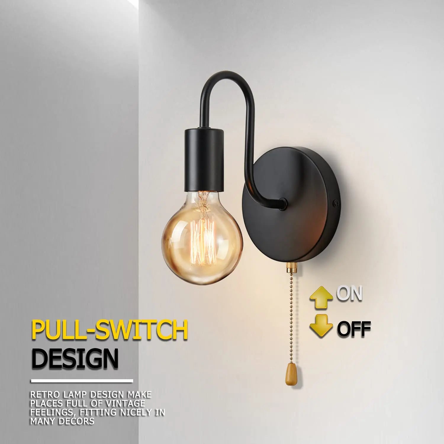 Nordic Industrial Wall Lamp – Vintage Black Iron Wall Light Fixture