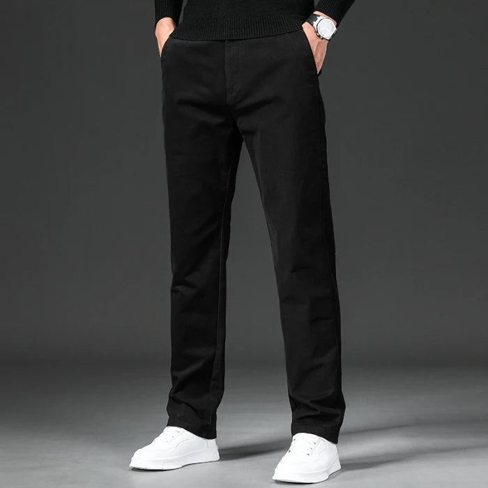 Men’s Stretch Cotton Chino Pants – Classic Straight Fit Smart Casual Trousers