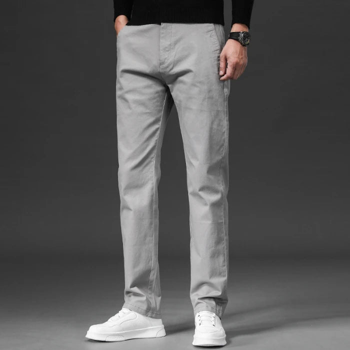 Men’s Stretch Cotton Chino Pants – Classic Straight Fit Smart Casual Trousers