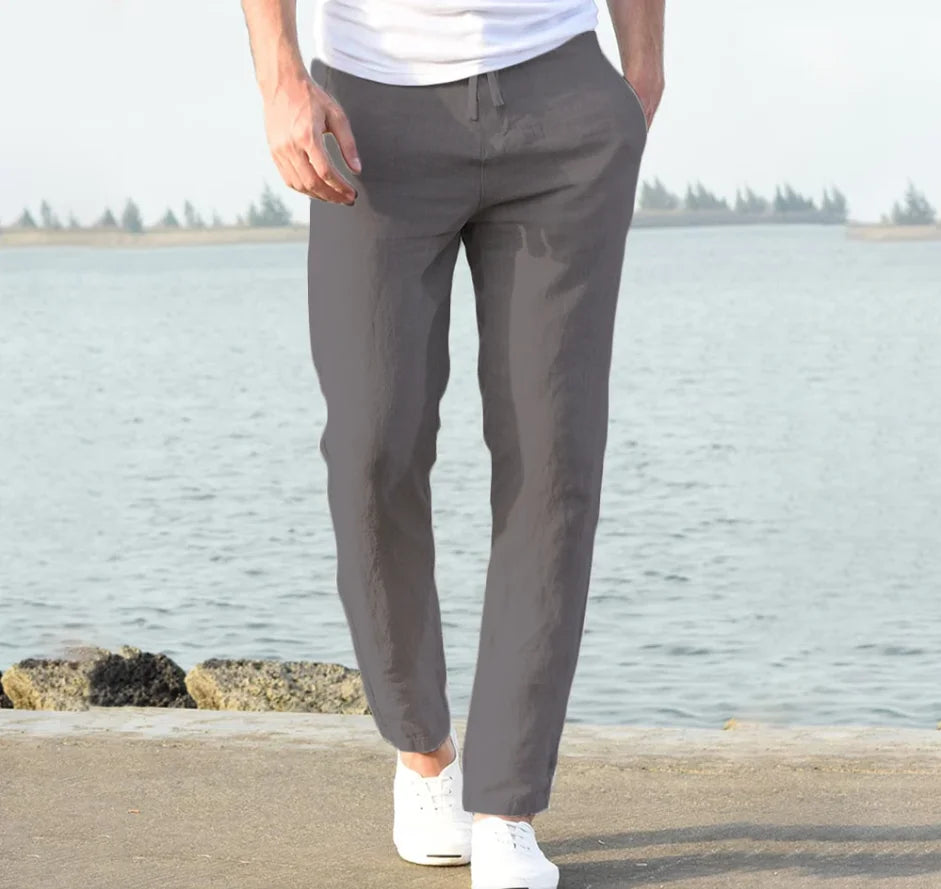 Men’s Cotton Linen Summer Pants – Breathable Loose Casual Trousers