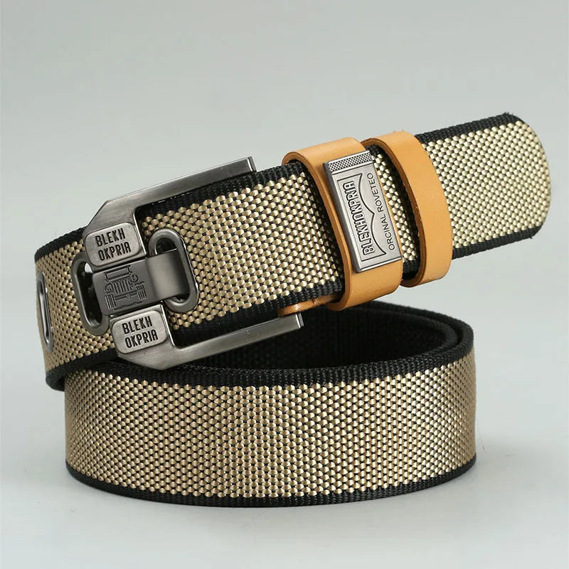 Men’s Retro Canvas Belt with Metal Pin Buckle