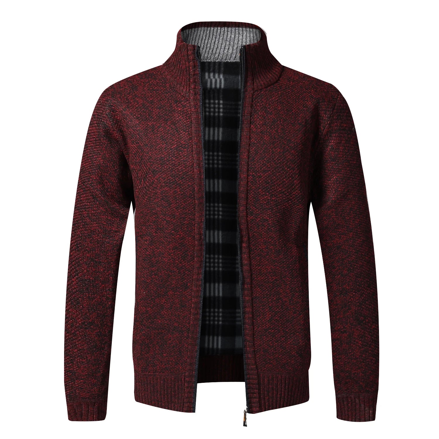 Men’s Warm Knitted Fleece Cardigan – Luxury Full-Zip Winter Sweater Jacket