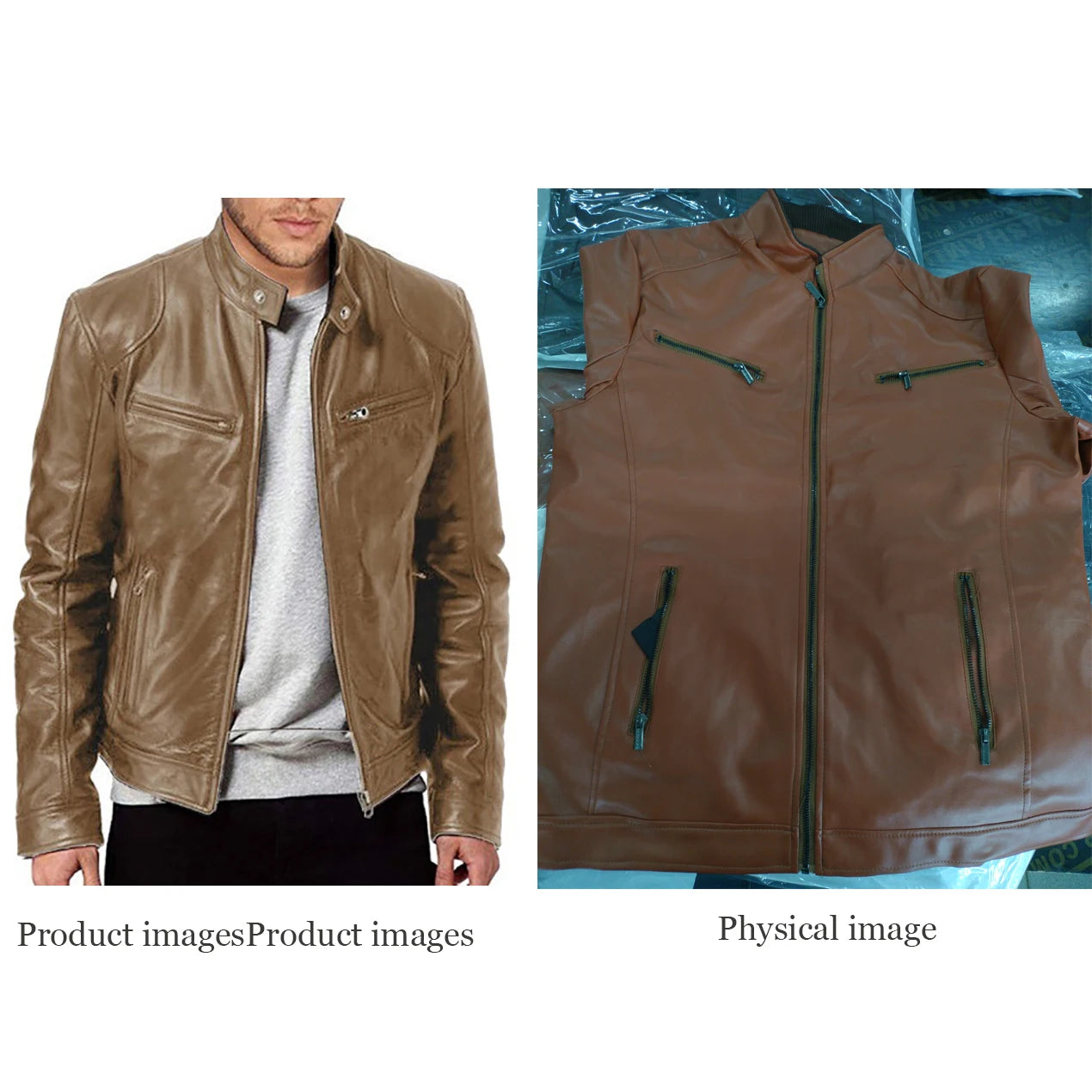 Men’s PU Leather Motorcycle Jacket – Slim Fit Windproof Biker Coat
