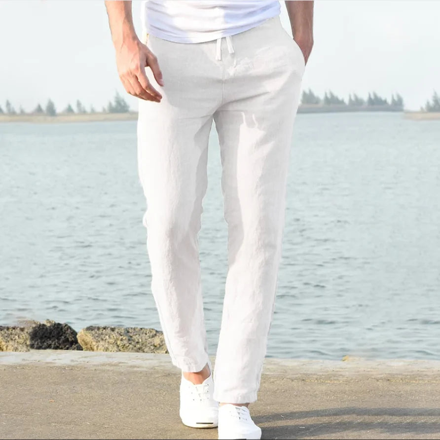 Men’s Cotton Linen Summer Pants – Breathable Loose Casual Trousers