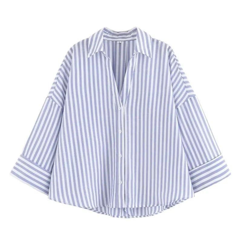 HipSeam Wide-Sleeved Asymmetric Linen Shirt – Spring Minimalist Women’s Button-Up Blouse