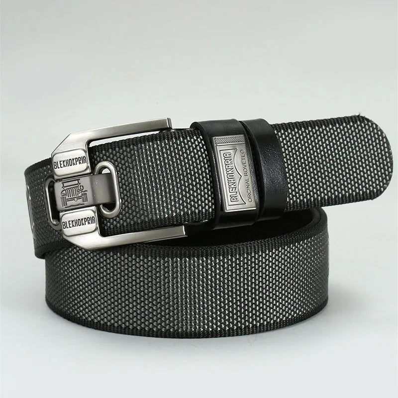 Men’s Retro Canvas Belt with Metal Pin Buckle