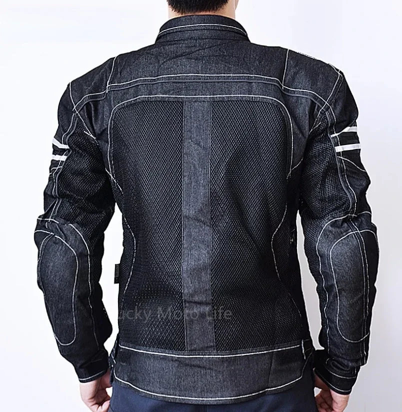 KOMINE JK006 Motorcycle Jacket – Breathable Denim Mesh High-Performance Riding Jacket