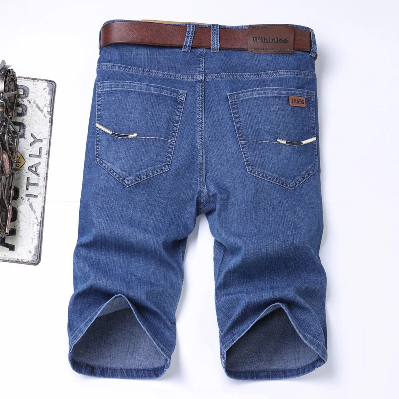 Men’s Summer Denim Shorts – Classic Stretch Straight Fit Jeans