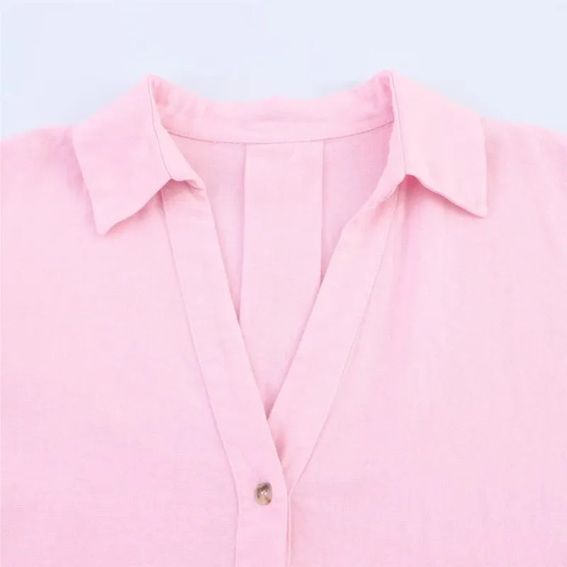 HipSeam Wide-Sleeved Asymmetric Linen Shirt – Spring Minimalist Women’s Button-Up Blouse