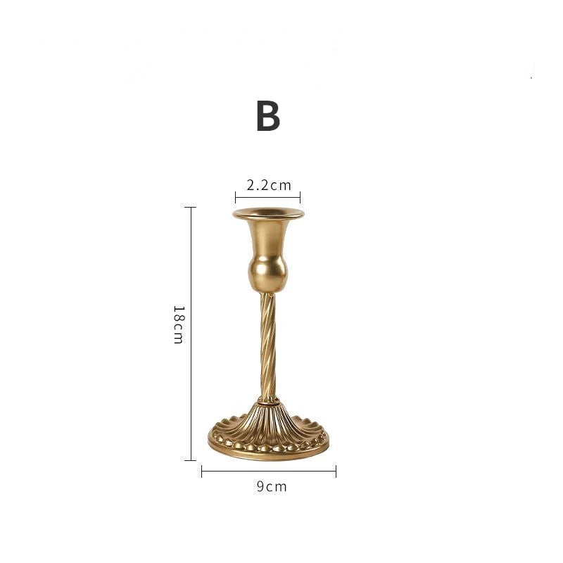 3-Piece Brass Gold Candlestick Holder Set