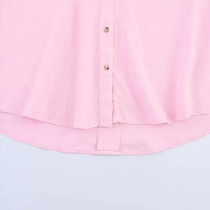 HipSeam Wide-Sleeved Asymmetric Linen Shirt – Spring Minimalist Women’s Button-Up Blouse