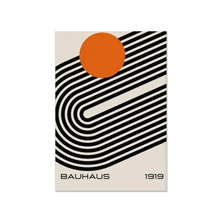 Mid-Century Modern Bauhaus Abstract Geometric Canvas Wall Art