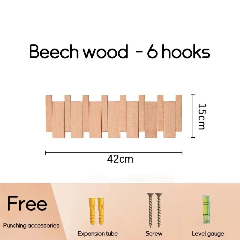 Wall-mounted Solid Wood Coat Rack