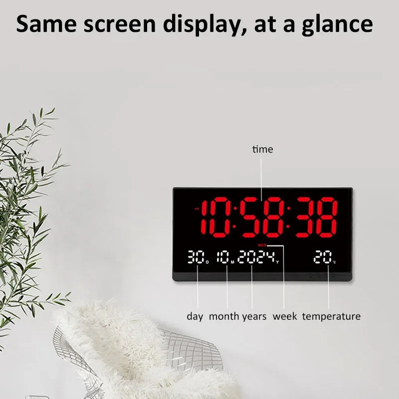 Minimalist LED Wall Clock 21” with Date & Temperature Display