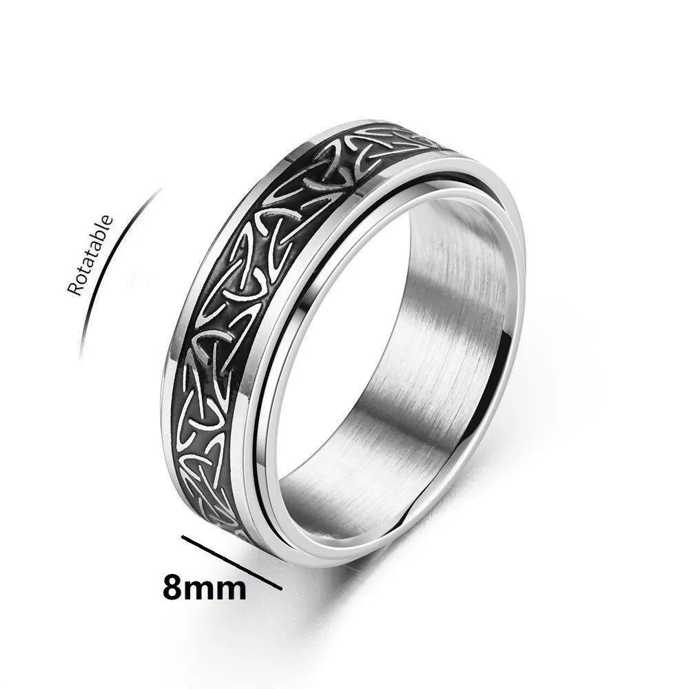 Viking Celtic Knot Rune Spinner Ring for Men