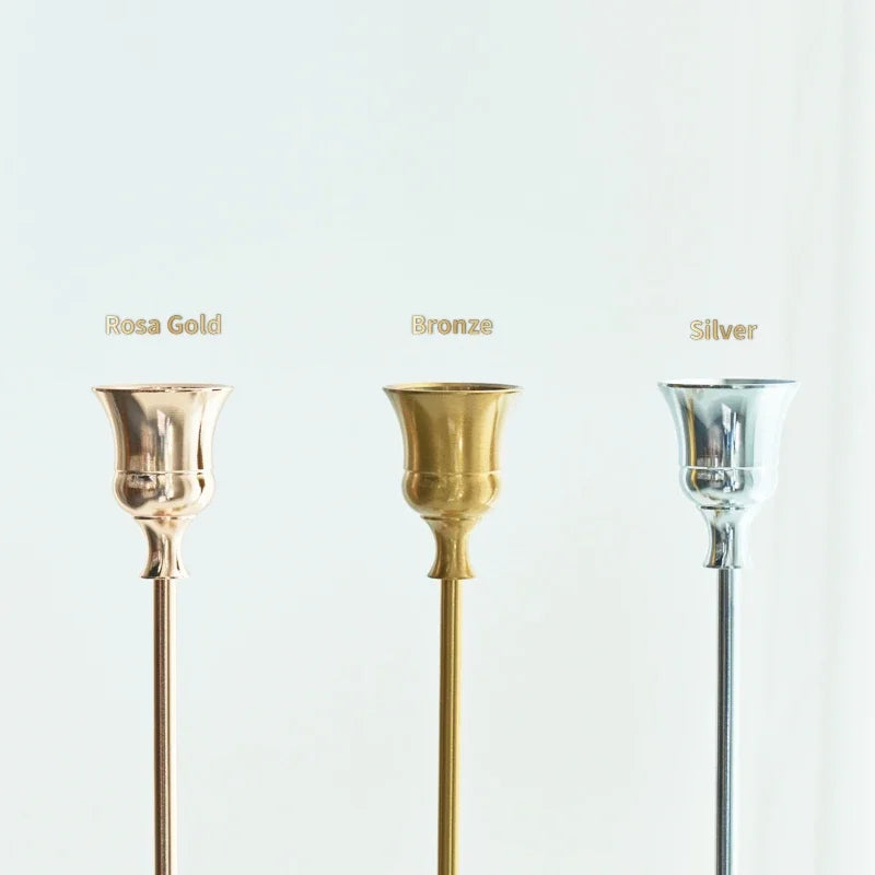 3-Piece Brass Gold Candlestick Holder Set