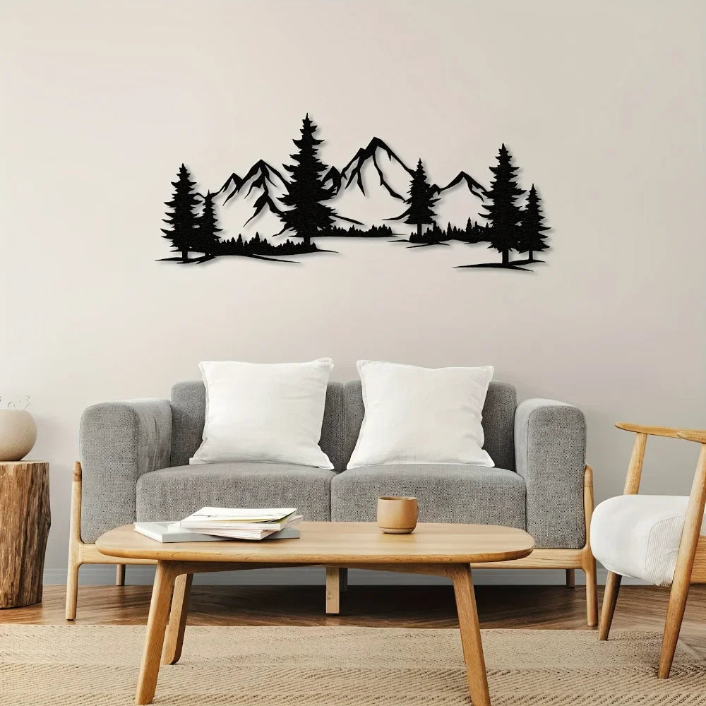 Rustic Metallic Forest & Mountain Wall Art