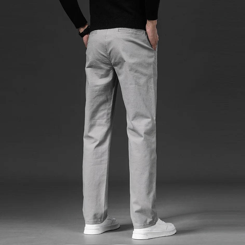 Men’s Stretch Cotton Chino Pants – Classic Straight Fit Smart Casual Trousers