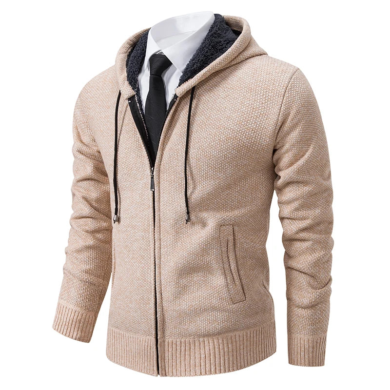 Men’s Casual Fleece Sports Jacket – Warm Zipper Cardigan with Stand Collar