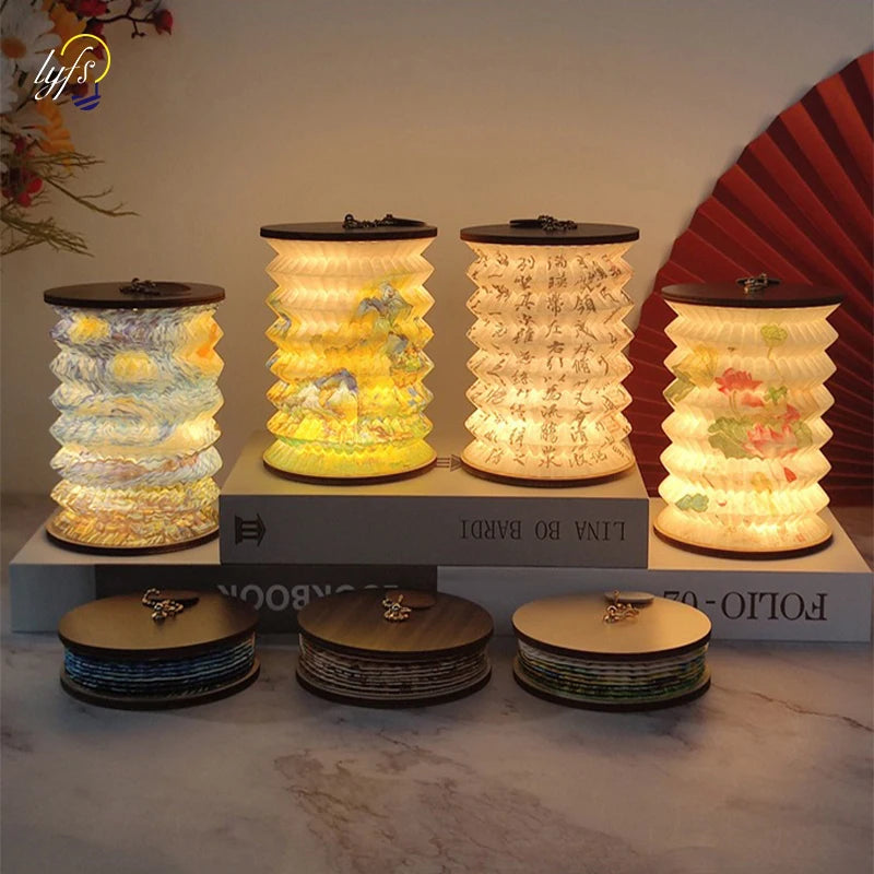 Japanese-Style Foldable LED Lantern – Creative Rechargeable Table Lamp