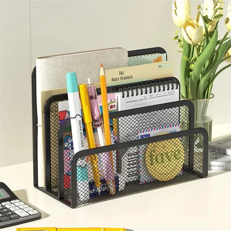3-Layer Black Metal Desk Organizer