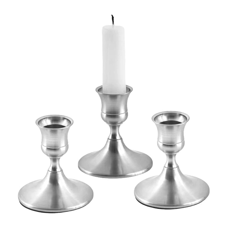 3-Piece Brass Gold Candlestick Holder Set